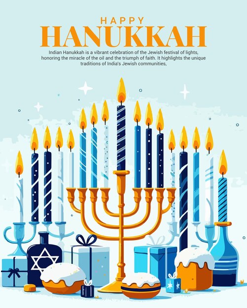 Vector happy hanukkah social media post banner template design