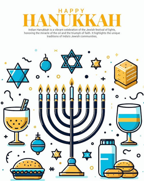 Happy Hanukkah social media post banner template Design