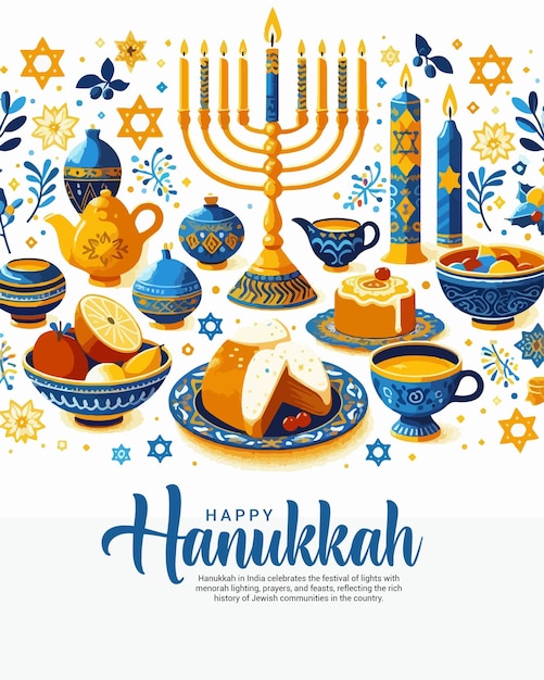 Happy Hanukkah social media post banner template Design