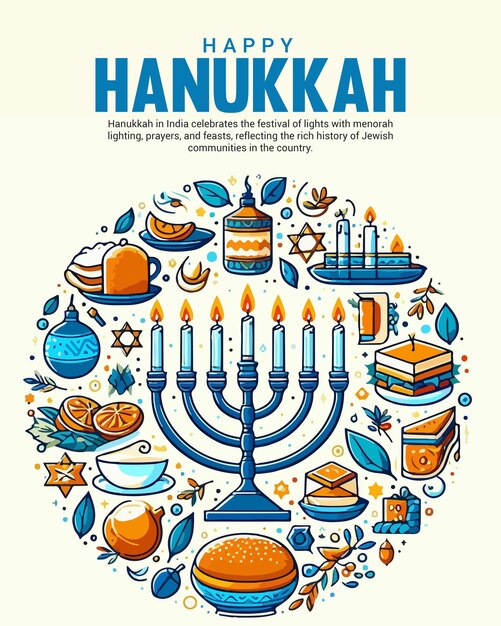 Vector happy hanukkah social media post banner template design