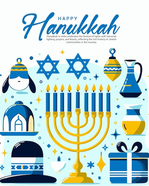 Happy Hanukkah social media post banner template Design