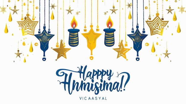 Vector happy hanukkah text on white background vector style