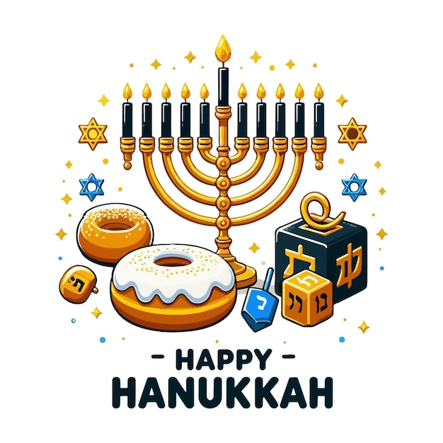 Vector happy hanukkah vector illustration with white background