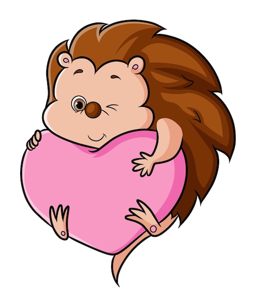 The happy hedgehog is hanging on the love of illustration