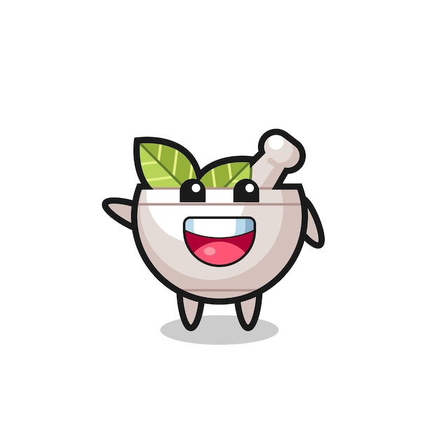 happy herbal bowl cute mascot character
