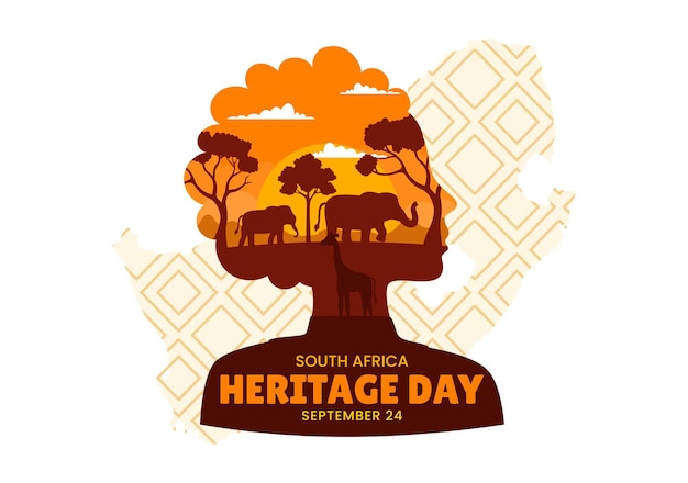 Vector happy heritage day south africa illustration with waving flag background and traditions template