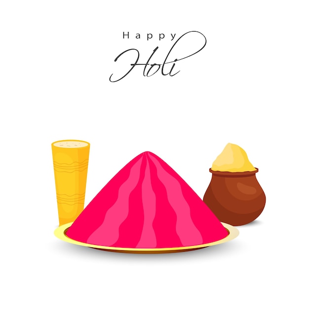 Happy Holi Celebration Concept With Multicolor Powder Gulal On White Background