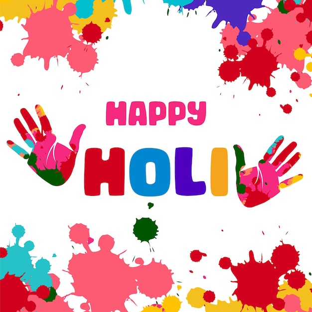 Happy holi festival background with colorful hands