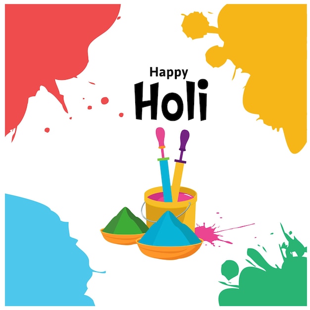 Happy Holi Festival Of Colors Indian Festival Celebration Vector Illustrations