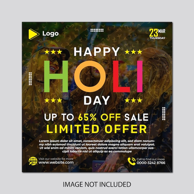 Happy holi festival sale instagram and social media post and banner template