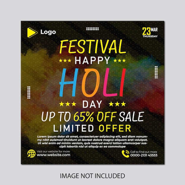 Happy holi festival sale instagram and social media post and banner template