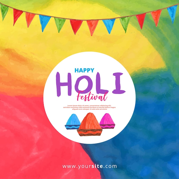 Happy holi festival simple design with gulal