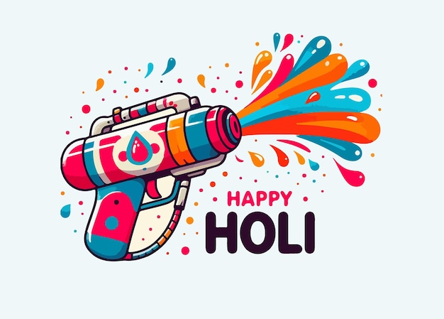 Happy Holi greeting card Hand drawn lettering Vector illustration