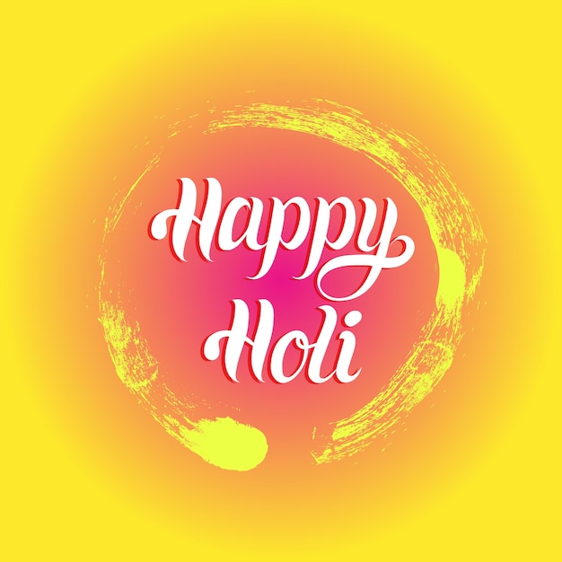 Happy Holi greeting card, poster. Festival of colours in India vector background. Holiday of sharing love.