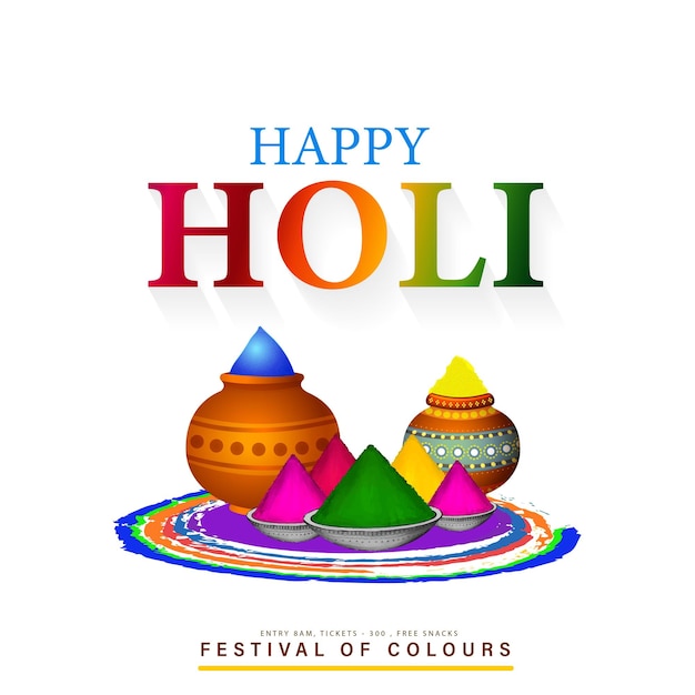 Happy Holi Greetings Brown Green Purple Colourful Indian Hinduism Festival Social Media Background