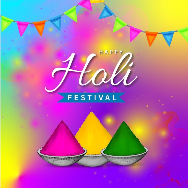 Happy Holi Greetings Violet Purple Blue Colourful Indian Hinduism Festival Social Media Background