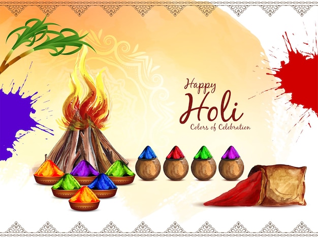 Happy Holi indian cultural festival celebration card design