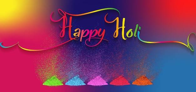 Happy Holi Indian Festival Banner, Colorful gulaal, powder color, party set luxury card