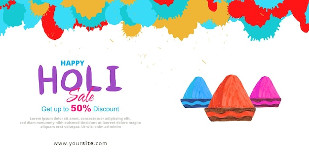 Happy holi sale colorful splatter new banner design