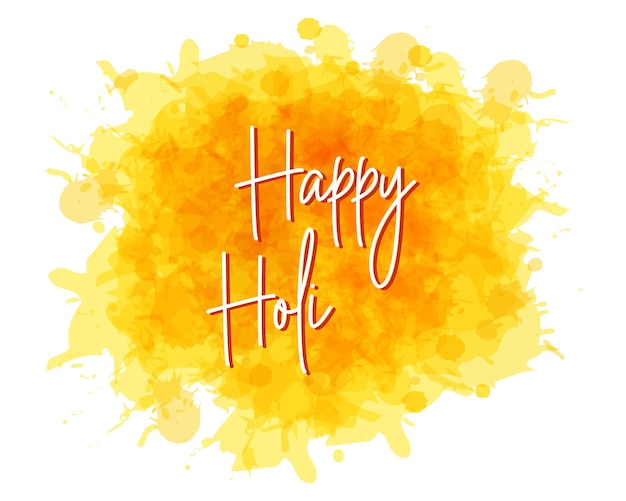 Happy Holi, the spring festival of colors in India. Abstract yellow watercolor stain