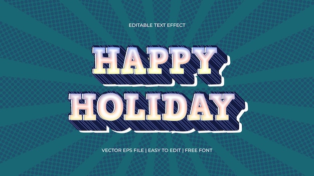 Happy holiday green comic editable text effect