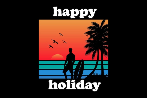 Happy holiday retro vintage landscape design