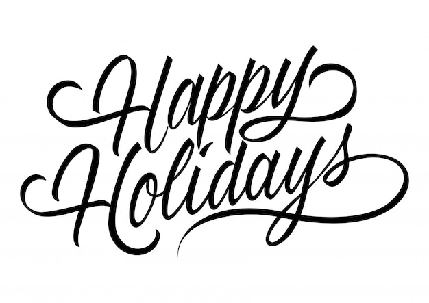 Happy holidays lettering. Calligraphic lettering with swirl elements