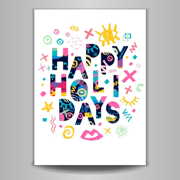 Happy Holidays Lettering Greeting card colorful