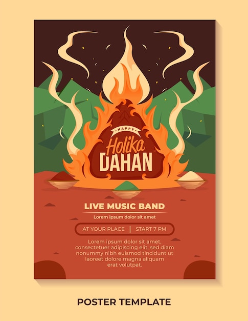 Vector happy holika dahan design template for poster