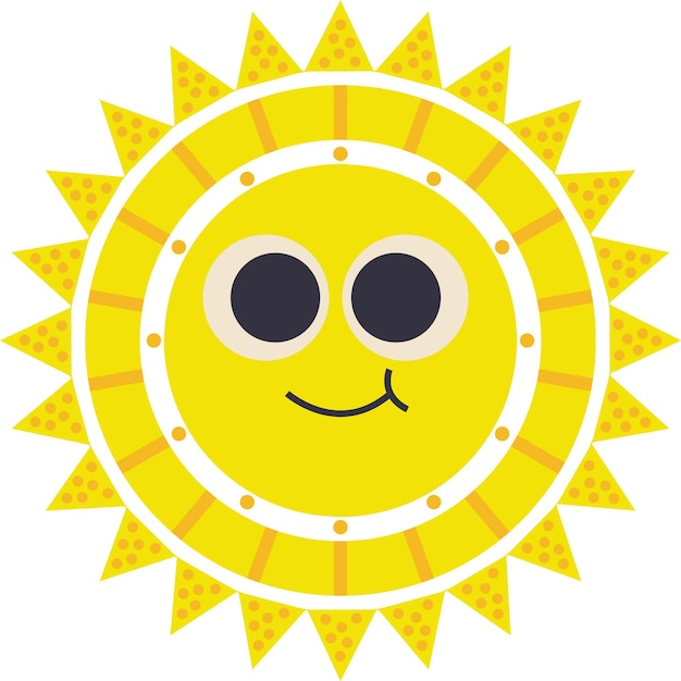 Happy Hot Summer Sun Drawn Art Doodle Character illustration Icon