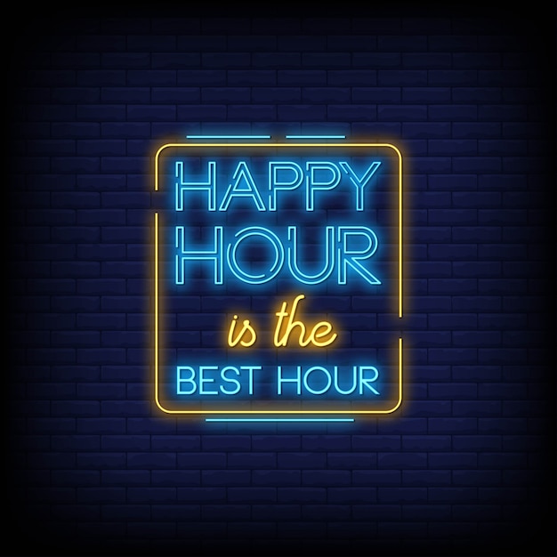 Happy Hour neon signs text style