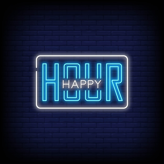 Happy Hour neon signs text style