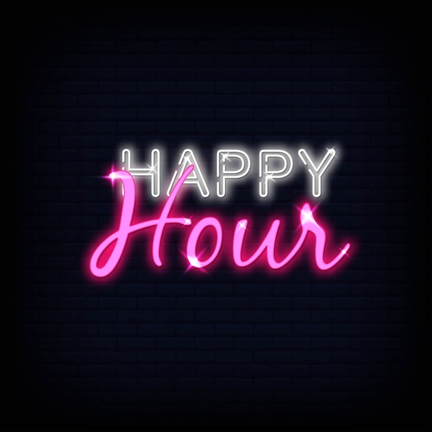 happy hour neon text 