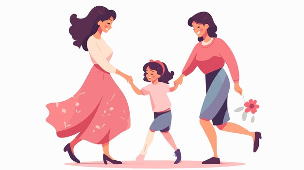 Vector happy housewife loving mother and children cartoon vector