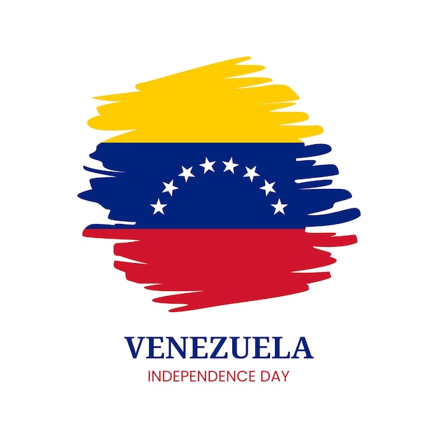 Happy Independ of Venezuela with national flag on grunge texture vector illustration