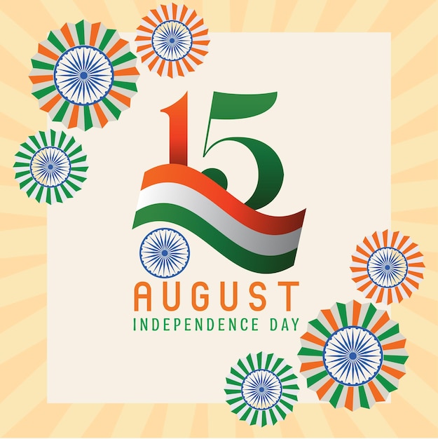 Vector happy independence day 15 august background with ashoka wheel national flag of india vector