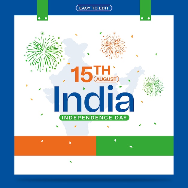 Happy Independence Day 15 August social media post template design