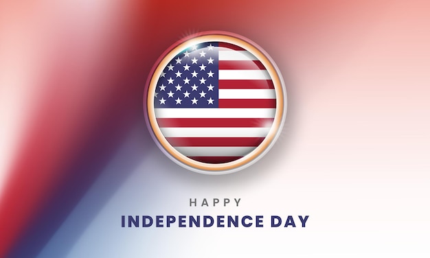 Happy independence day of america banner with american 3d flag circle