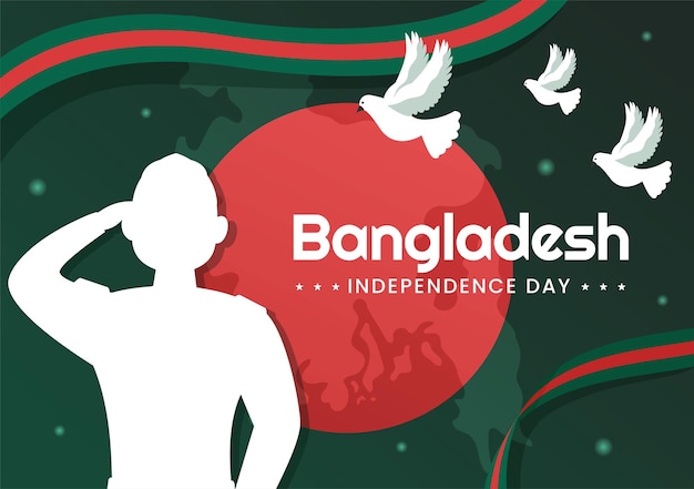 Happy Independence Day of Bangladesh on March 26th Illustration with Waving Flag and Victory Holiday