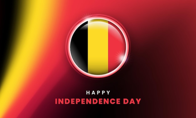 Happy independence day of belgium banner with belgians 3d flag circle