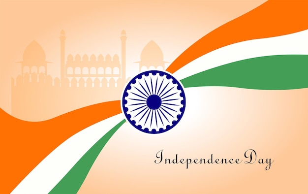 Happy independence day card with red fort and wavy indian flag Indian flag ashoka wheel