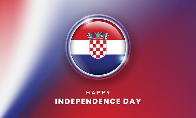 happy independence day of croatia banner with Croatians 3d flag circle