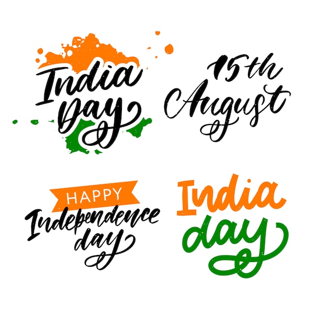 Happy Independence day India set lettering