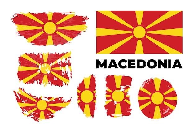 Happy independence day of North Macedonia brush stroke flag background