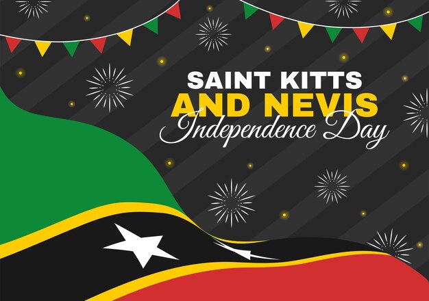 Happy Independence Day Saint Kitts and Nevis Vector Illustration with Country Flag Background