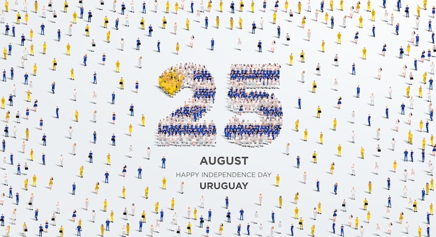 Happy Independence Day Uruguay A large group of people form to create the number 25