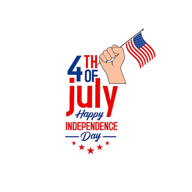 Happy independence Day in USA typefac poster design template vector