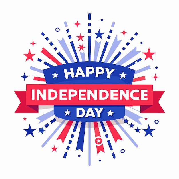 Happy independence typography design with vertical American flag brush stroke on both sides vector