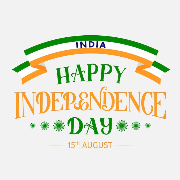 Happy India Independence Day hand lettering Indian holiday Celebration typography poster Easy to edit vector template for greeting card banner flyer tshot etc