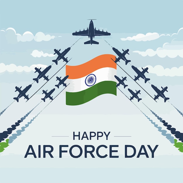 Vector happy indian air force day celebration template flat vector design